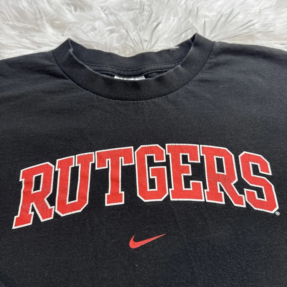 Rare! Vintage 90's Rutgers Scarlet Knights Shirt Nike Team‎ Center Swoosh Men XL